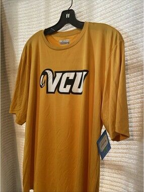 VCU Rams Shirt Mens Medium Yellow Columbia PFG Training Performance Basketball L